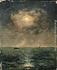 Moonlit seascape by Alfred Stevens
